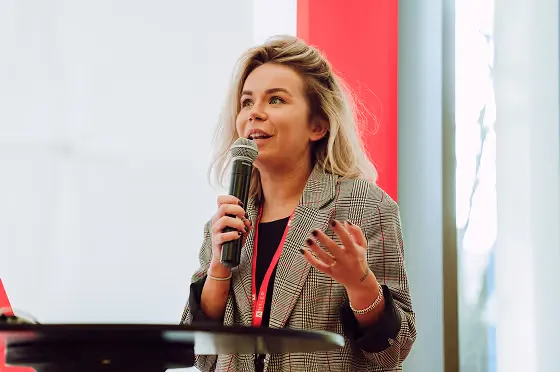Founder speaking at an Antler event